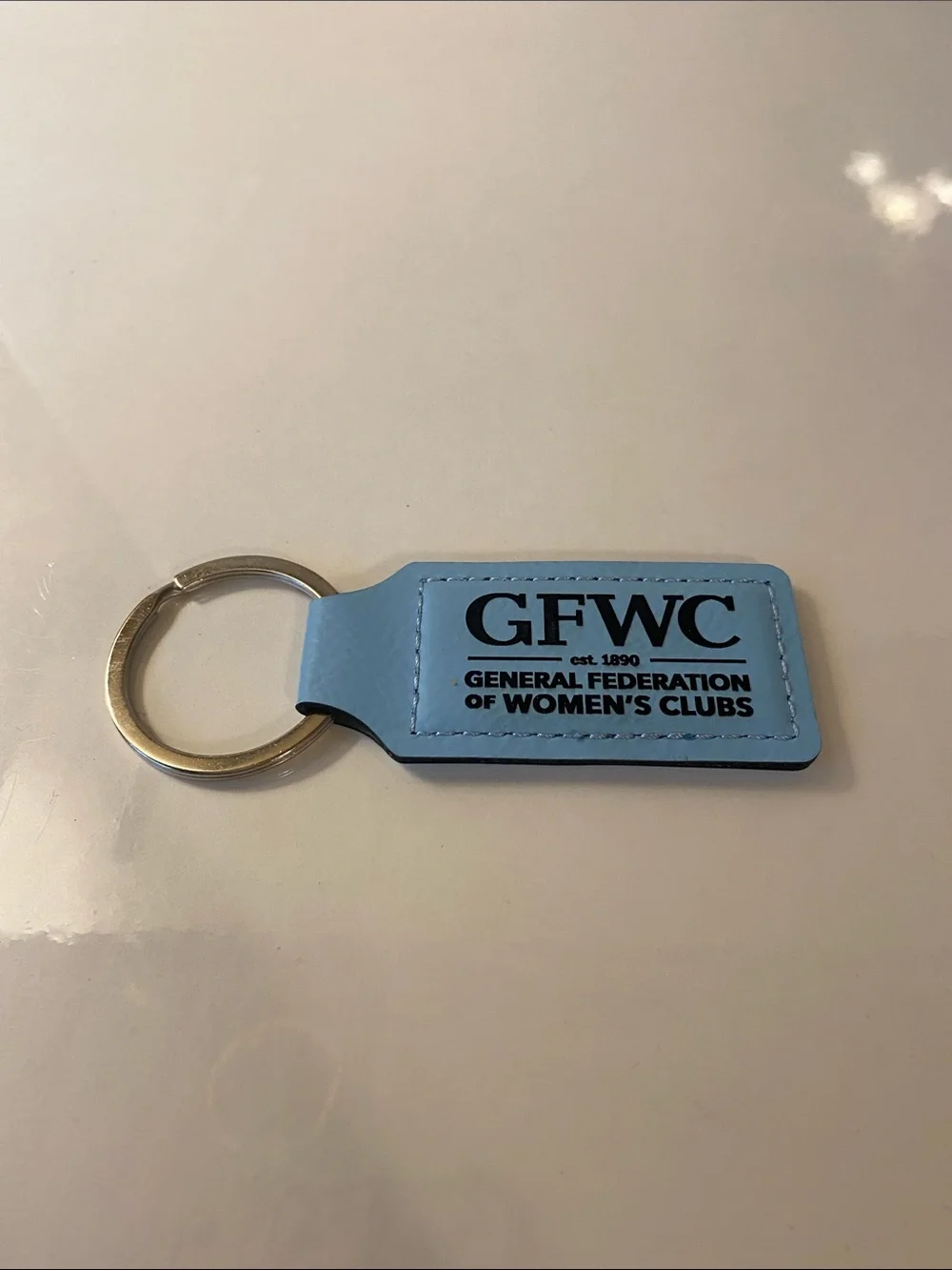 Light Blue Leather Key & Card Holder Keychain